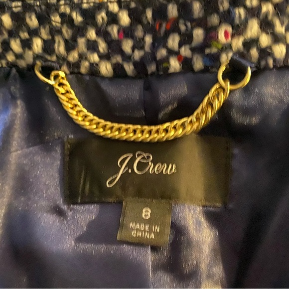 EUC J.Crew Daphne Topcoat In Italian Tweed Jacket In Navy Speckle Women's Size 8 - Picture 6 of 7